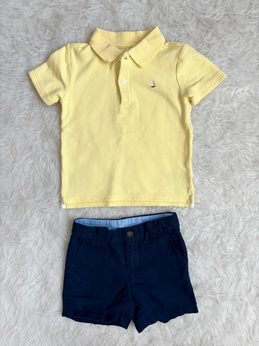 Janie and Jack Boy Preppy Coastal Butter Yellow Polo & Matching Shorts Set